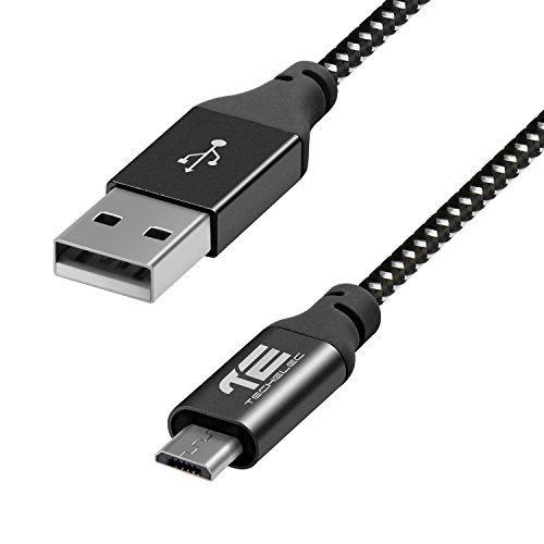 2M Micro USB Kabel, TechElec USB Ladekabel Datenkabel Nylon (Schwarz)