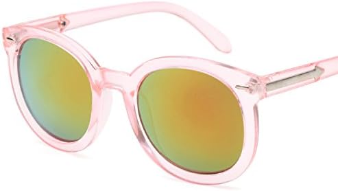 HCIUUI 2018 new sunglasses female tide star with round face sunglasses female Korean personality Korean long face glasses,Candy Powder Frame Golden Lens