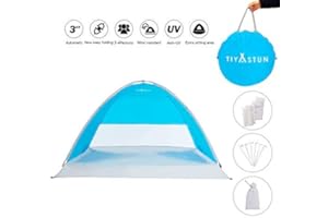 TIYASTUN Strandmuschel Lüftungsfester pop up Strandzelt Windschutz Sonnenschutz Familie Automatik für Strand Garten Freibad See Balkon Angeln Terrasse, Großes Zelt XXL für 1-4 Personen