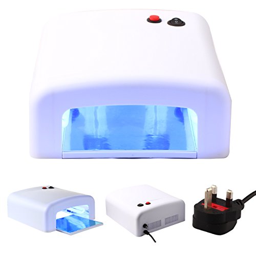 CellDeal New 36W UV Lamp Light Gel Curing Timer Nail Dryer with 4 x 9W Blubs (White)