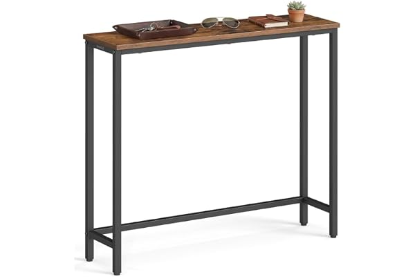 VASAGLE Smalt konsolbord för hall, soffbord för små utrymmen, metallram, ett stycke topp, enkel montering, för sovrum, vardag