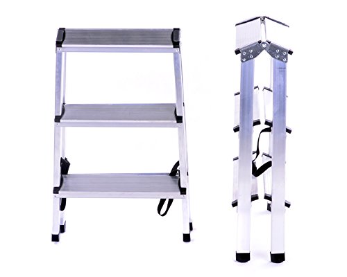 ALULEITER KLAPPLEITER 2×3 STUFEN STEHLEITER HAUSHALTSLEITER ZWEISEITIG - 4