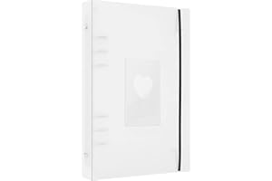 Babyfond Kpop Carte photo 25 feuilles 200 poches 10,2 cm Pochette d'album rechargeable A5 6 anneaux Classeur pour cartes de scrapbooking Film de protection pour cartes (sans lettres) Transparent