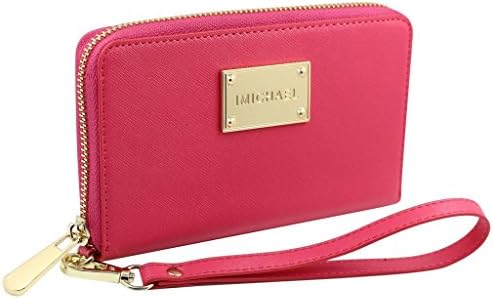 iPhone 6 Wallet Case,Imichael Envelope Wallet Case Wristlet Purse Wallet Multiple Card Slots Cash Compartment Pocket With Zipper For iPhone 6 6S SE Pink