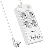 Poweradd Regleta de 4 Tomas con 5 Puertos de USB (5 de 2.4A ) con 2 Interruptor 