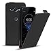 Produktbild Conie Flip Hülle kompatibel mit Sony Xperia XZ2 Compact, PU Ledertasche in Schwarz klappbare Handyhülle innen weich gefüttert