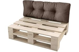 sunnypillow Palettenkissen Auflage Set für Europaletten Indoor und Outdoor Palettenpolster Palettensofa Kissen mit schöner Steppung viele Farben und Größen zur Auswahl Rückenkissen 120 x 40, Braun