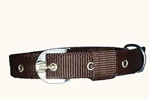 VIP COLLECTION Waterproof Premium Export Quality Strong Nylon Everyday Dog Collar Leash Adjustable Durable Training Pet Collars Set for All Type of Breed Dogs Color Brown Medium
