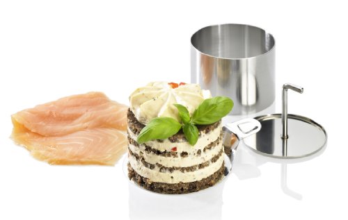 Lurch 220285 Speiseringe Edelstahl Set 8-teilig: 6 Ringe Durchmesser 7,5 cm x H 5,5 cm, 1 Stampfer, 1 Tablett - 3