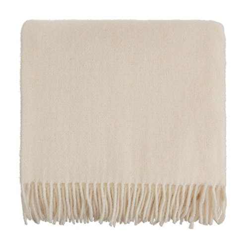 URBANARA Tahua Blanket/Throw - Natural Undyed Alpaca/Lambswool, 140x220 cm (Cream)