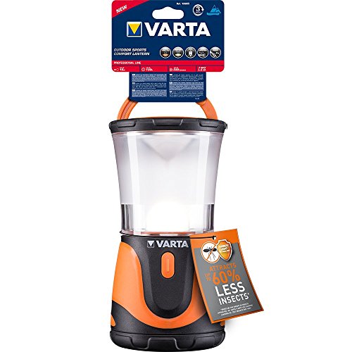 Varta 3 Watt LED Outdoor Sports Comfort Lantern 3D Leuchte Lampe, spritzwassergeschützt, mit 10 Watt bernsteinfarbener LED für weniger Insekten - 2