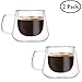 Produktbild doppelwandiges Glas Espresso Tassen isolierte Kaffeetasse mit Griff ultra starke Thermo Borosilikat Trinkgläser für Wein Tee Latte Espresso Saft Bier Kaffeegetränk, 200ml / 7oz, 2er Set