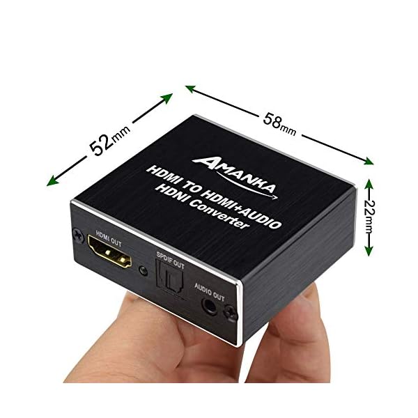 HDMI Konverter Audio Extractor | AMANKA 4K HDMI zu HDMI und Optische SPDIF TOSLINK mit 3,5mm Stereo | Unterstützung 3D |Audio Extractor für Blue-Ray Player PC PS4 – Bild 3
