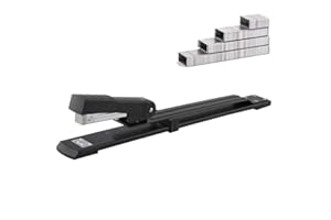 JIUJ Agrafeuse très résistante à long bras et dégagement complet de 300 mm et capacité de 25 feuilles pour la maison, le bureau, la papeterie, les travaux manuels et l'école Noir