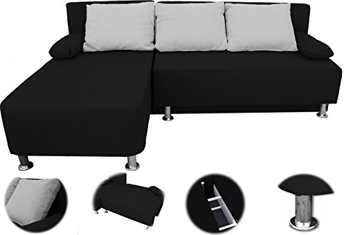 Preisvergleich Produktbild ONUX Ecksofa Couch mit Schlaffunktion Schwarz