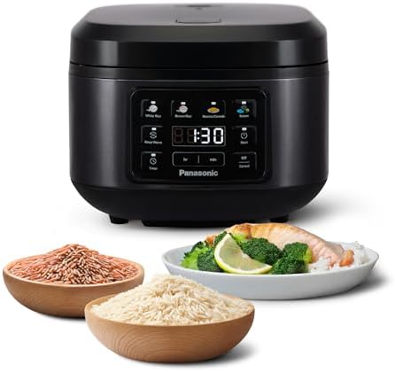Panasonic SR-DA152KXE Cuociriso Automatica con Vapore, 1,5 litri (8 porzioni), Fuzzy Logic, Indicazione Livello Acqua, Senza BPA, Mantenimento in Caldo, Avvio Ritardato, Nero