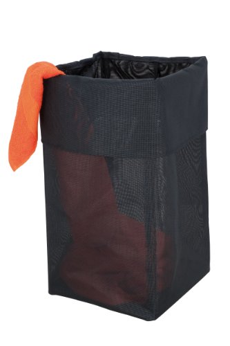 WENKO 2780004100 Wäschesammler Lifetime Schwarz L – Wäschekorb, Weboptik, Fassungsvermögen 54 L, Kunststoff – Polyester, 30 x 56 x 30 cm, Schwarz - 2
