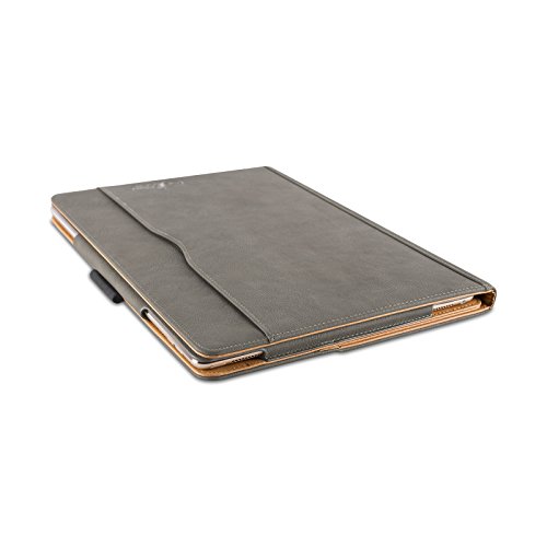 iPad PRO 12.9″ 2017 Hülle – JAMMYLIZARD Ledertasche Smart Cover mit Standfunktion für iPad PRO 12.9″ 2017, OLIVGRAU & HONIG, [MIT STIFT-HALTER] - 6