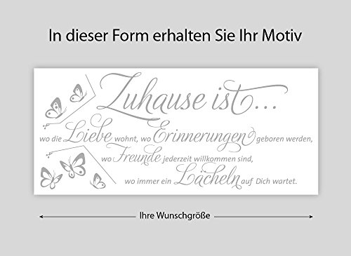 Grandora® W3058 Wandtattoo Zitat Zuhause ist… schwarz (BxH) 120 x 52 cm - 3