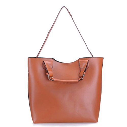 Stylla London Women Premium PU Leather Vintage Shopper Handbag Hobo Shoulder Bag with Inner Zipped Removable Pouch (Brown)