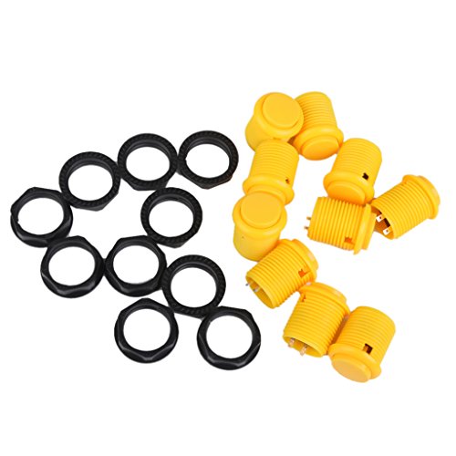 Pulsador De Plástico Magideal Reemplazar Botones Para Juegos De Arcade 10pcs Amarillas