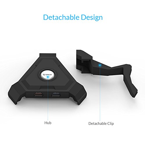 ORICO Gaming Multifunktions-Kabelclip Mauskabelhalter & USB3.0 Hub mit freistehendem Datenkabel - 5
