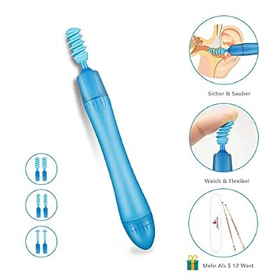 Afunso Nettoyant Oreille - Nettoyeur d'Oreilles Système d'outils de nettoyage de cire d'oreille mini portable MEXITOP avec 6 différents embouts fonctionnels, boîte de rangement et sac inclus cure d'oreille