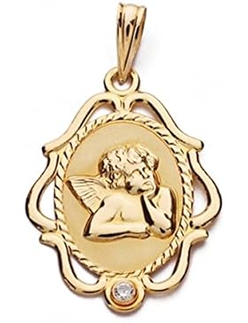 Engel ovale Medaille mit 18 Karat Gold Zaun