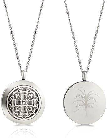 AromaLove London Essential Oil Diffuser Necklace - Aromatherapy Jewelry - Hypoallergenic 316L Surgical Grade Stainless Steel, 20.8" Chain + 9 Washable Insert Pads