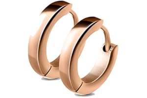 LES PLAISIRS DE STELLA Boucles d'Oreilles Créoles en Acier - Rosé - Diamètre 8 mm - Largeur 2,5 mm