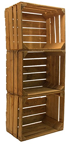 3er set massive Obstkiste Apfelkiste Weinkiste aus dem Alten Land +++ 49 x 42 x 31 cm (GEBRAUCHT MIT AUFSCHRIFT „TS“) - 3