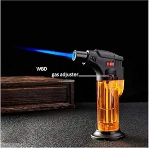 WBD Platinum Series Plastic Windproof Jet Flame Gun Thrower Barbeque Torch Lighter with Stand