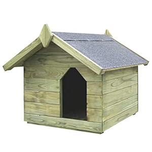 Tidyard Casas de Perros para Jardín,Caseta de Exterior para Perros,Apertura de Techo,Impermeable y Resistente Intemperie y Putrefacción,Madera Pino Impregnada 105,5×123,5x85cm