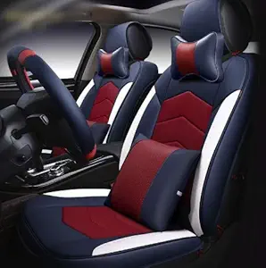 3D FRONTLINE PU Leather Car Seat Cover White-Brown for Hyundai Grand i10