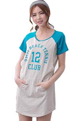 Bearsland Maternity Women's Long Style Summer Maternity Nursing Top Bluegray UK size 14-16