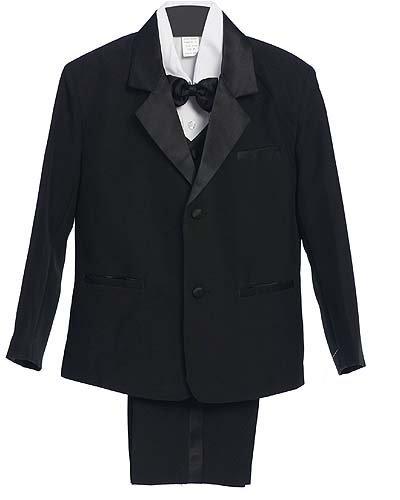 Fine Brand Shop Black Boys & Baby Boy Tuxedo Special occasion suit, Complete Set, Jacket, Shirt, Vest & Pants, Bowtie - 3-6 Months