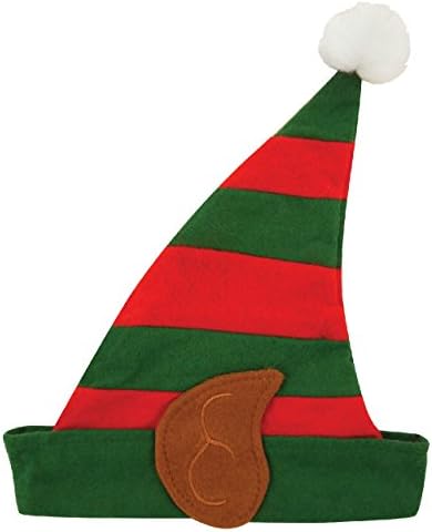 Children Kids Elf Strpey Hat With Ears Fleece Unisex Christmas Fancy Dress Xmas