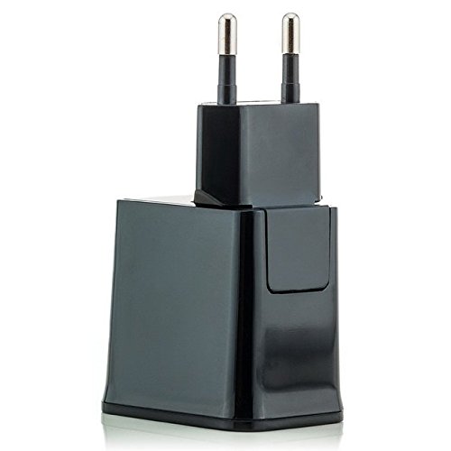 Saxonia USB Ladegerät + 1m USB Kabel Wand Ladeadapter Reise Adapter 2A / 5V für Smartphone Tablet und andere USB-ladende Geräte Schwarz - 2