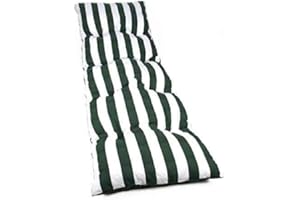 Dabuty Online, S.L. Pack de 2 Cojines de Tumbona Acolchada de Rayas 180 x 55 X 8 cm Colchón Texturas Colchoneta Tumbona (Verde)