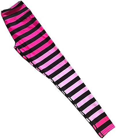 feibi Women's Power Flex Yoga Pants contrast color Striped Pants Elastic Hight Waist Yoga legging (Pink stripe, M)