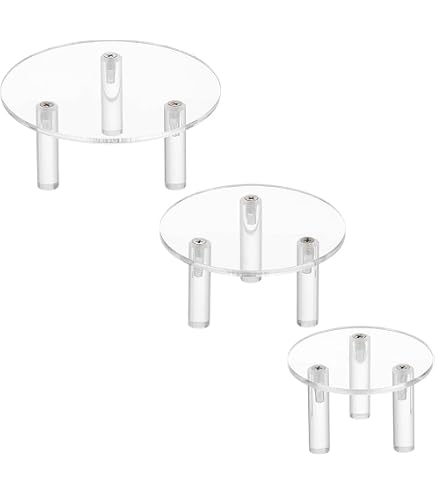 Set 3 Espositori Rotondi In Acrilico Trasparente – 12,8/15/20 Cm, Piedistalli Modulari Con Viti E Cacciavite Per Torte E Collezioni