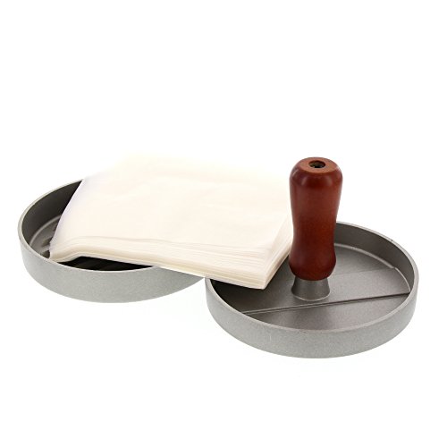Eurosan H1 Hamburger-Presse für Burger Patties, inklusiv 100 Wachstrennscheiben, Durchmesser 11,5 cm, Aluminium, grau, 13.5 x 13.5 x 10 cm - 5
