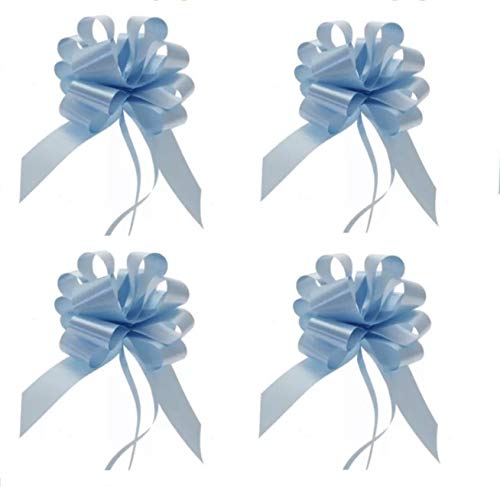 Medium Baby Blue Pull Bows for Cellophane Florist Hamper Wrap (9 Blue Pull Bows)