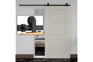 TSMST 152CM/5FT Sliding Barn Door Hardware Kit Alloy Track Carbon Steel Roller Closet Accessory for Single Door T Shape