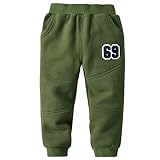G-Kids Baby Kinder Hose Winterhose Fleecehose Jungen Warme Gefütterte Elastische Taille Sweaterhose Sporthose Armeegrün 100