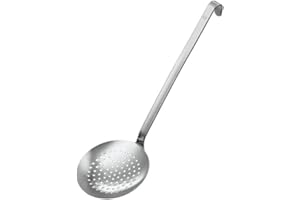 RÖSLE Écumoire Plate à Gros Trous - Cuillère à Égoutter de Haute Qualité avec Manche en Forme de Crochet - 12 cm - Acier inoxydable 18/10 - Passe au Lave-vaisselle, Argent