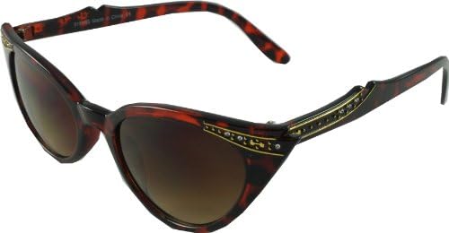 Revive Eyewear50's Vintage Style Cat Eye Sunglasses - Tortoise Shell metallic decorative edging detail