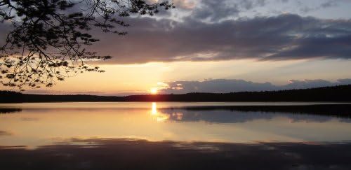 LARGE SUNSET LAKE PHOTOGRAPHIC BOX CANVAS 42 X 20 INCHES