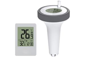 Domigard Poolthermometer Schwimmend, Pool Thermometer Funk, Wireless Digital Pool Thermometer, IP67 Wasserdicht mit Indoor Temperatur Monitor für Schwimmbäder, Badewannen, Aquarium, Teich