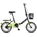 Produktbild Bickd Kinder Klapprad, Mädchen Grundschule Fahrrad Fahrrad 6-10-12 Jahre alt, EIN-Knopf-Falten, Mit Kleiderbügeln, Metallkörbe A ++ (Color : Green)